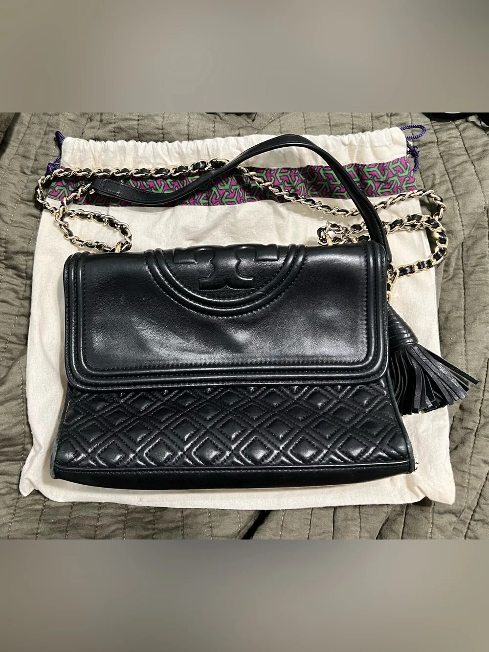 Tory Burch - Fleming Quilted Lambskin Leather Convertible Shoulder Bag & Coin Wa